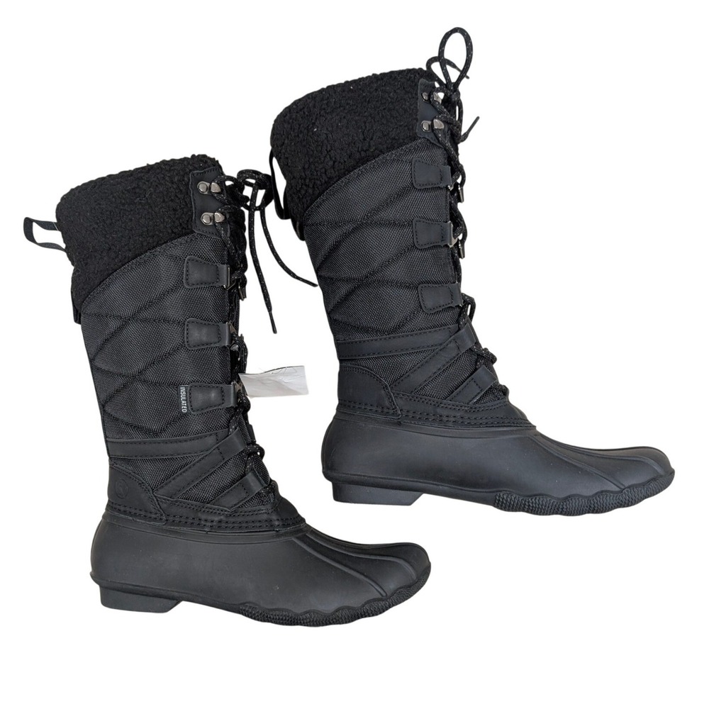 Lands End Black Expedition Tall Waterproof Insulated Snow Boots 3M Thinsulate 7B